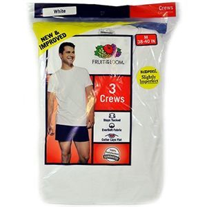 Fruit of the Loom White 3 Man's Crews/tee Shirts Bloopers Slightly Imperfect